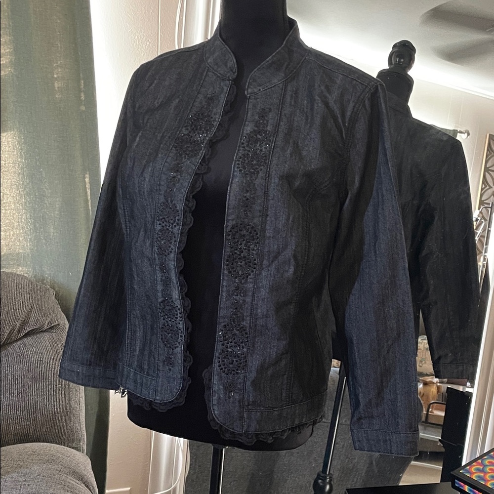 Baccini Black Jean Jacket with Embellished Details